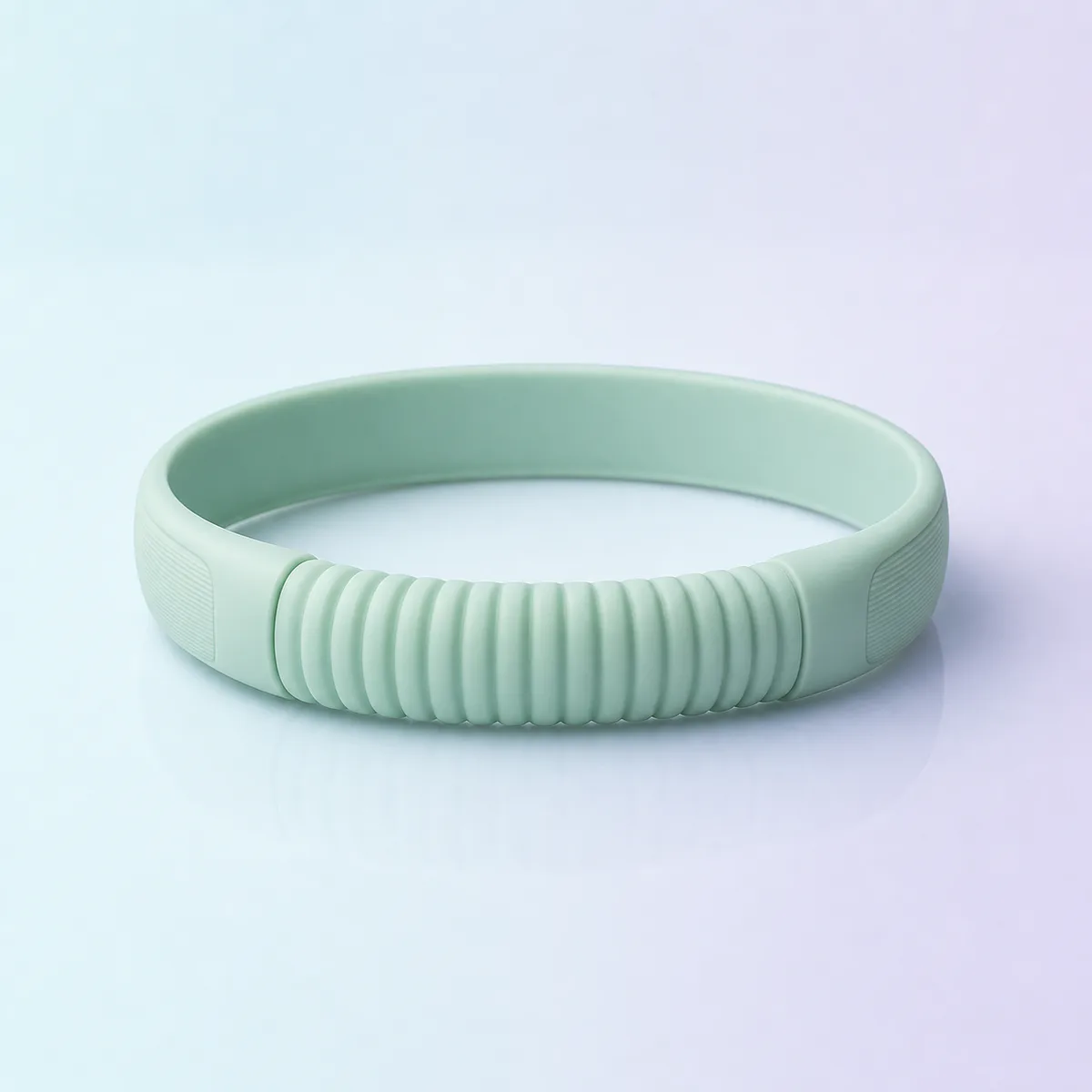 Always-On Fidget Bracelet: sea-glass silicone bracelet with a ribbed rolling band