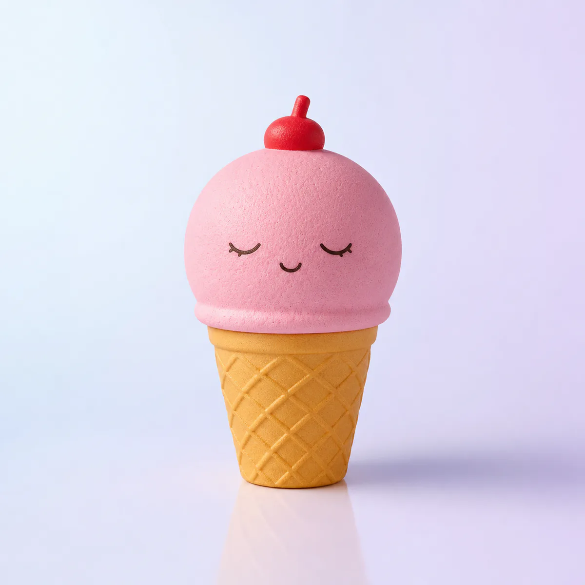 Scoop Ice Cream Slow-Rise Squishy: pink scoop, cherry and waffle cone foam toy